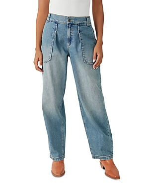 FREE PEOPLE MAEVE LOW SLUNG OVER JEANS IN STARDUST