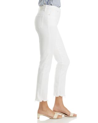 Cindy High Rise Ankle Straight Jeans in White Noise