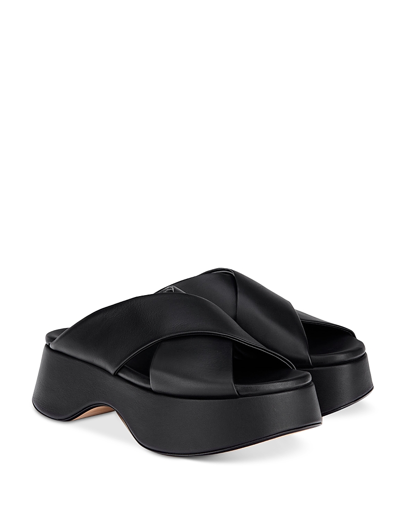 Agl Attilio Giusti Leombruni Lil Sis Crisscross Platform Slide Sandal In Softy Nero