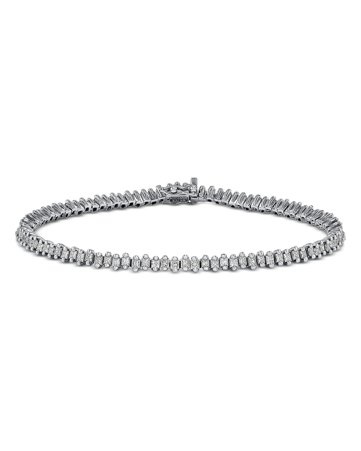 Suzanne Kalan 18K White Gold Princess Diamond Tennis Bracelet