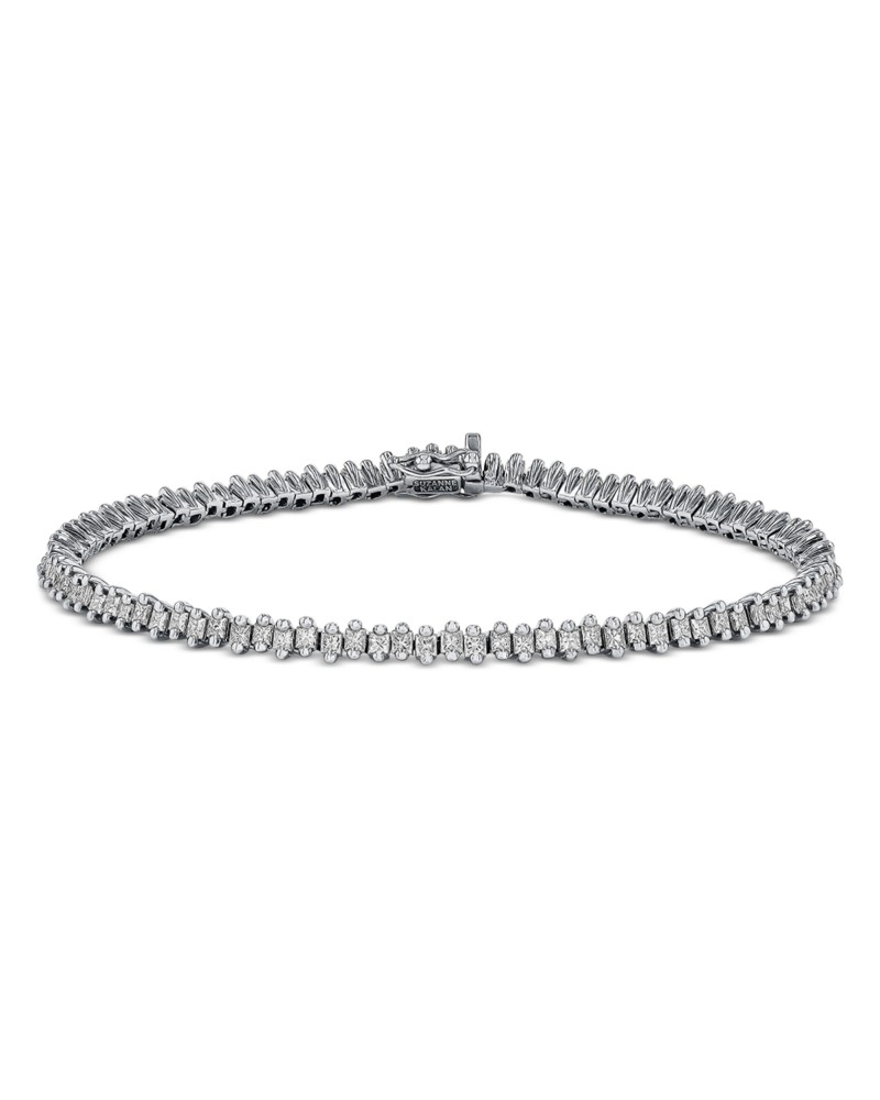 Suzanne Kalan 18K White Gold Princess Diamond Tennis Bracelet