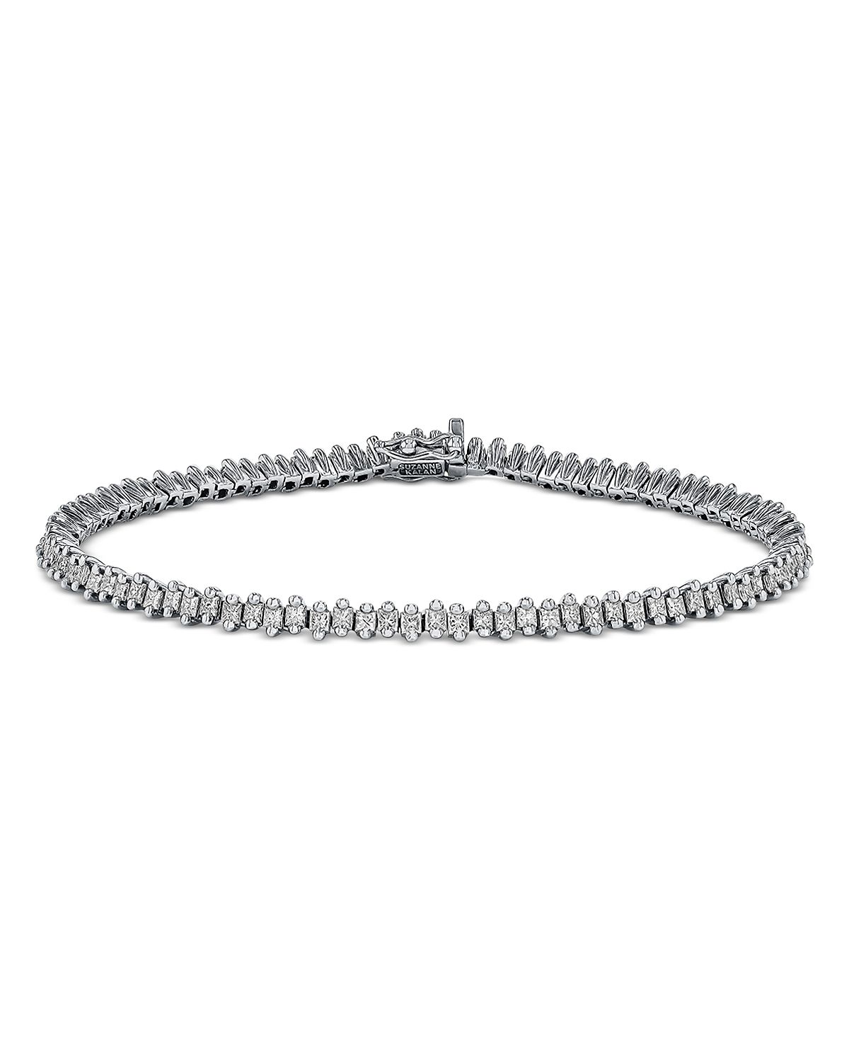 Suzanne Kalan 18K White Gold Princess Diamond Tennis Bracelet