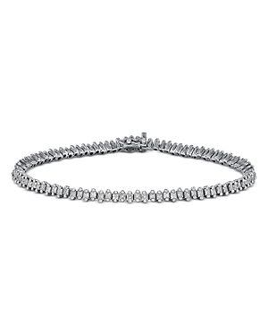 Suzanne Kalan 18k White Gold Princess Diamond Tennis Bracelet In Silver