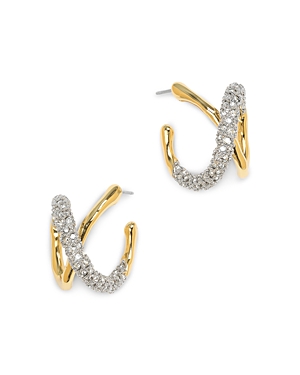 Shop Alexis Bittar Solanales Crystal Twisted Orbit Hoop Earrings In Silver/gold