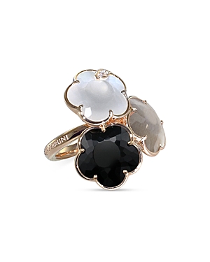 Shop Pasquale Bruni 18k Rose Gold Bouquet Lunaire Ring With Grey & White Moonstone, Onyx & White Diamonds In Multi/rose Gold