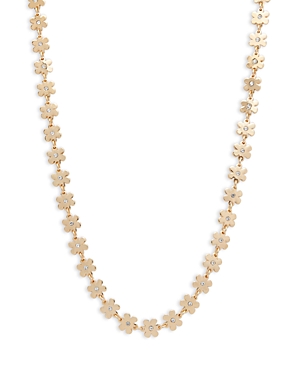 Aqua Daisy Chain Necklace, 16 In Gold/white