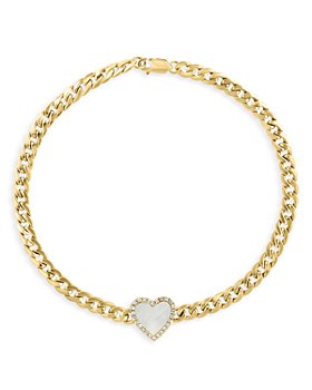 Bloomingdale's - Mother of Pearl & Diamond Accent Heart Chain Bracelet in 14K Yellow Gold - 100% Exclusive
