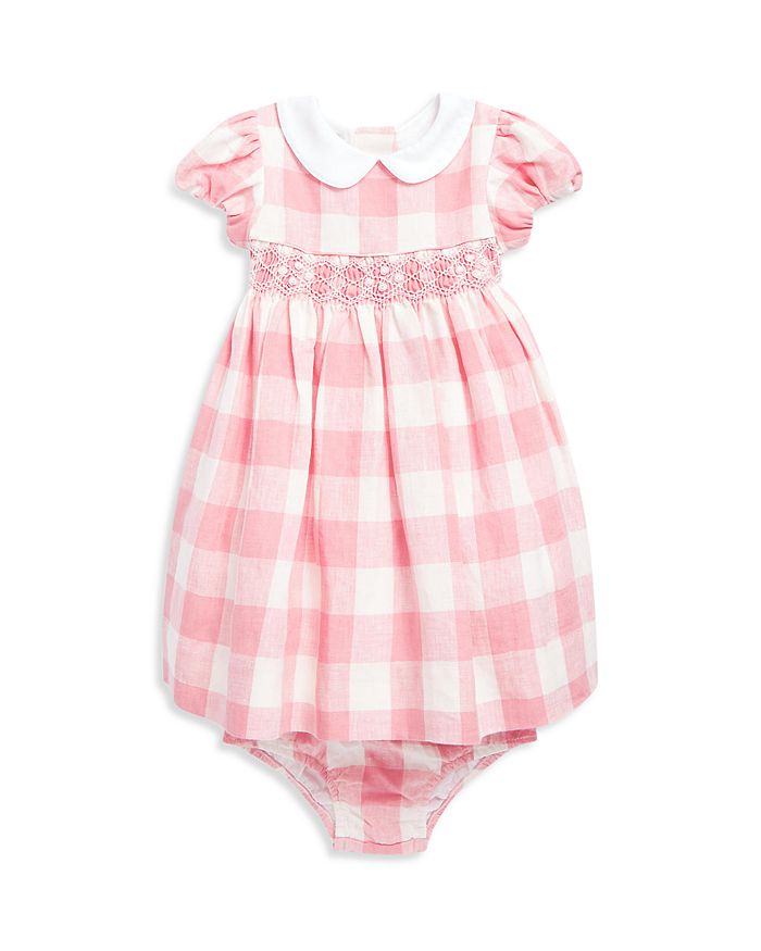Ralph Lauren - Girls' Gingham Smocked Linen Dress & Bloomers Set - Baby