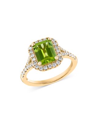 Bloomingdale's Fine Collection Peridot & Diamond Halo Ring in 14K Yellow Gold - Exclusive