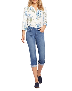 Nydj Marilyn Mid-rise Straight Leg Crop Cuffed Jeans In Stunning