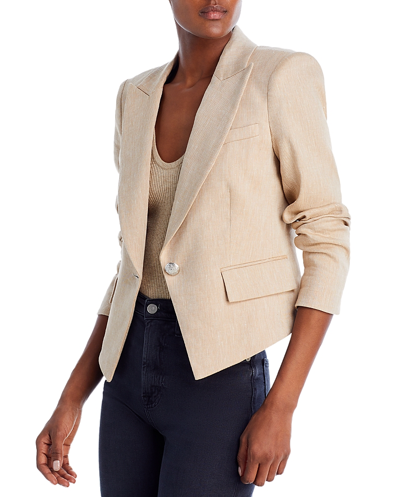 Veronica Beard Hosanna Dickey Short One Button Blazer In Khaki Mela