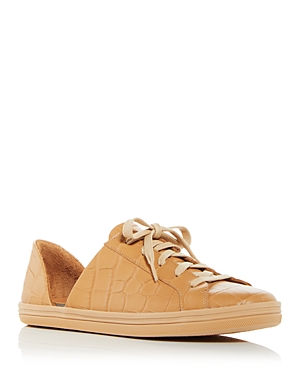 Freda Salvador Women's Eda Low Top Sneakers In Camel Embossed Croc