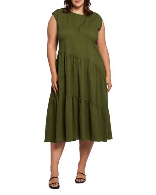 knee length dresses for ladies Organic Cotton Tiered Ruffle Midi Dress – Baci Fashion main image 1