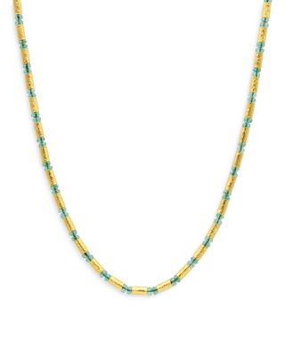 Gurhan - 24K Yellow Gold Vertigo Emerald & Diamond Collar Necklace, 16-18"