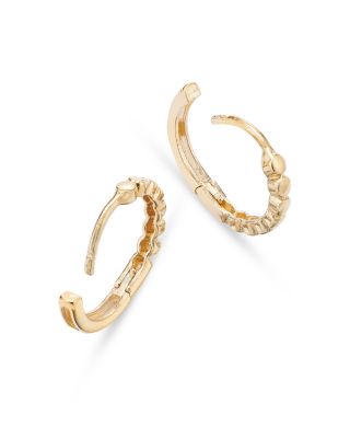14K Yellow Gold Circle Huggie Hoop Earrings