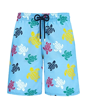 Shop Vilebrequin Multicolored Tortoise Print 8 Swim Shorts In Pastel Blu