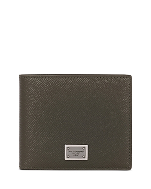 Dolce & Gabbana Dauphine Bifold Leather Wallet In Khaki