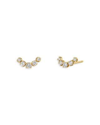 Zoe Chicco 14K Yellow Gold Graduated Curved Bar Diamond Stud Earrings