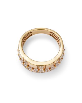 Diamond Stack Look Statement Ring in 14K Yellow Gold, 0.75 tcw 