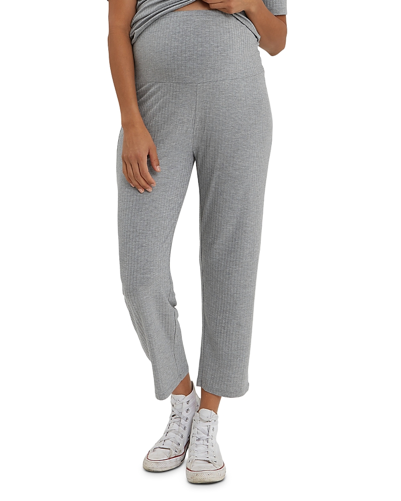 Nom Maternity Camilla Ribbed Maternity Pants In Heather Grey