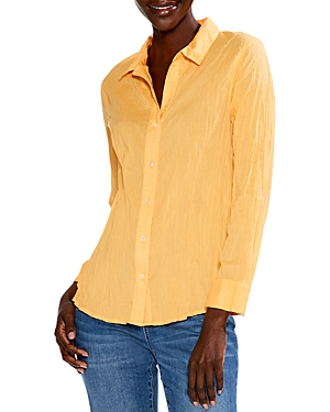 Nic + Zoe Crinkle Button-up Cotton Shirt In Sunflower