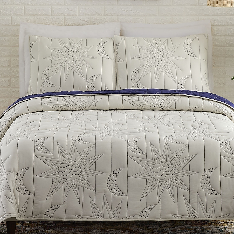 Jungalow Justina Blakeney Sun & Moon Quilt Set, Full/queen In Neutral