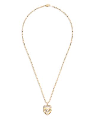 Dinh Van - 18K Yellow Gold Double Coeurs Diamond Pendant Necklace, 17.7"