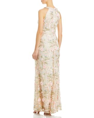 Appliqu&amp;eacute;d Embroidered Halter Gown