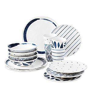Lenox Blue Bay Melamine 16 Piece Dinnerware Set In White/blue