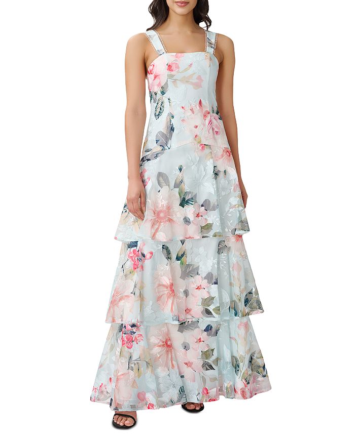 Aidan Mattox Floral Embroidered Tiered Gown | Bloomingdale's