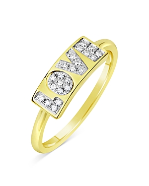 Meira T 14k Yellow Gold Diamond (0.11 Ct. T.w.) Love Ring In Yellow/white