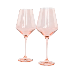 Estelle Colored Glass Hand-blown Wine Glass 2-piece Set In Blush Pink