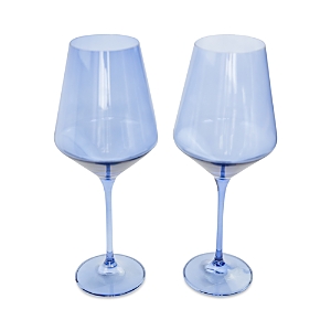 Shop Estelle Colored Glass Stem Wineglasses, Set Of 2 In Cobalt Blue