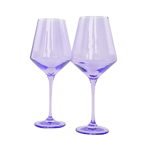 Shop Estelle Colored Glass Stem Wineglasses, Set Of 2 In Lavender