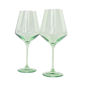 Shop Estelle Colored Glass Stem Wineglasses, Set Of 2 In Mint Green