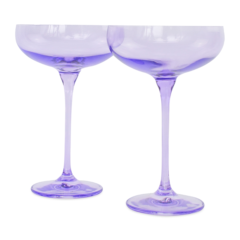 Estelle Colored Glass Champagne Coupe 2-piece Stem Glass Set In Lavender