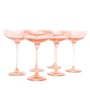 Estelle Colored Glass Champagne Coupes, Set of 6