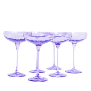Estelle Colored Glass Champagne Coupes, Set Of 6