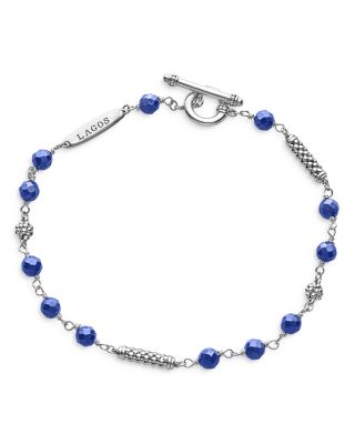 Sterling Silver Caviar Icon Ultramarine Beaded Bracelet