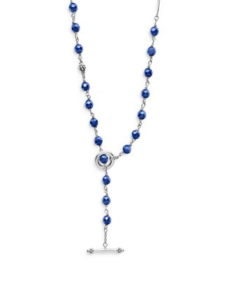 Sterling Silver Caviar Bead Station Necklace, 34"
