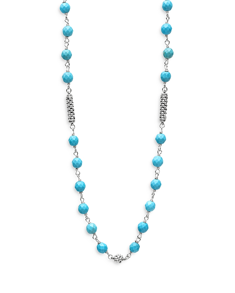 Lagos Sterling Silver Caviar Turquoise Bead Station Necklace, 16