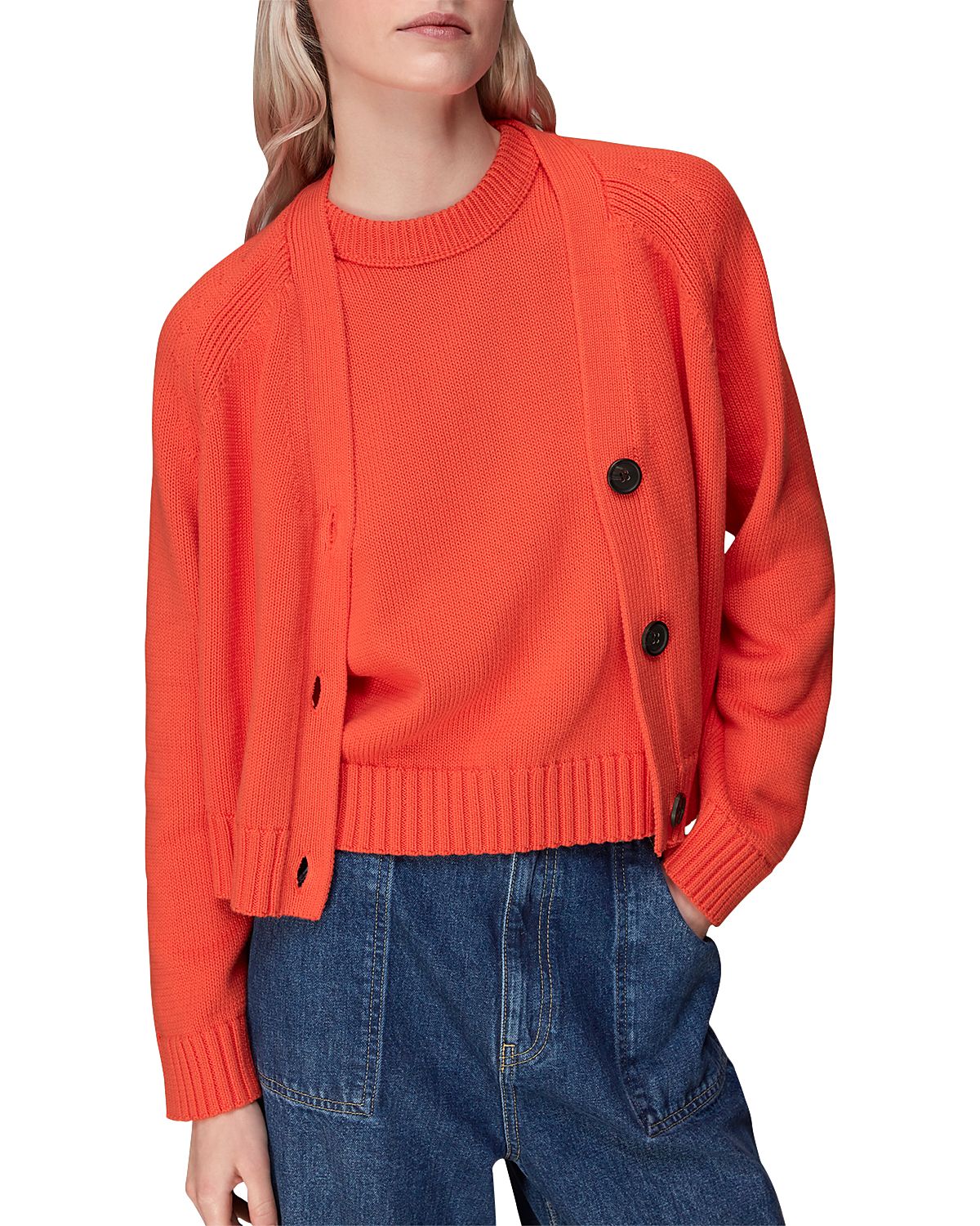 Whistles Karine Ribbed Detail Cardigan