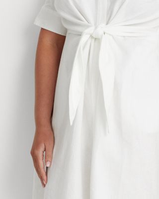 Tie Front Linen Shirt Dress - Petite, Regular & Plus