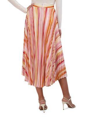 Ombr&eacute; Stripe Pleated Handkerchief Midi Skirt