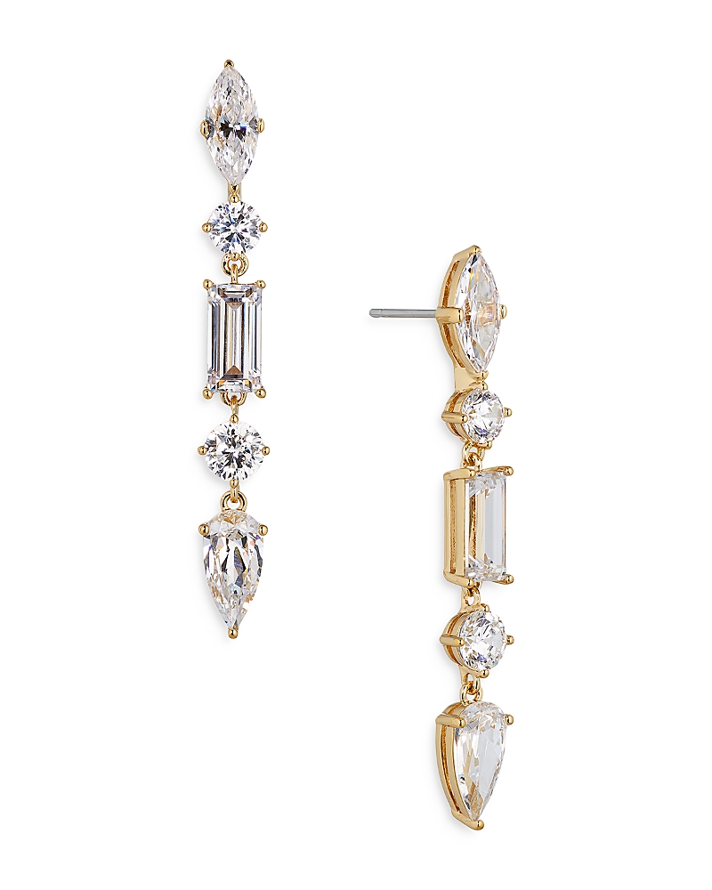 Nadri Invitation Only Cubic Zirconia Linear Drop Earrings In Gold/silver