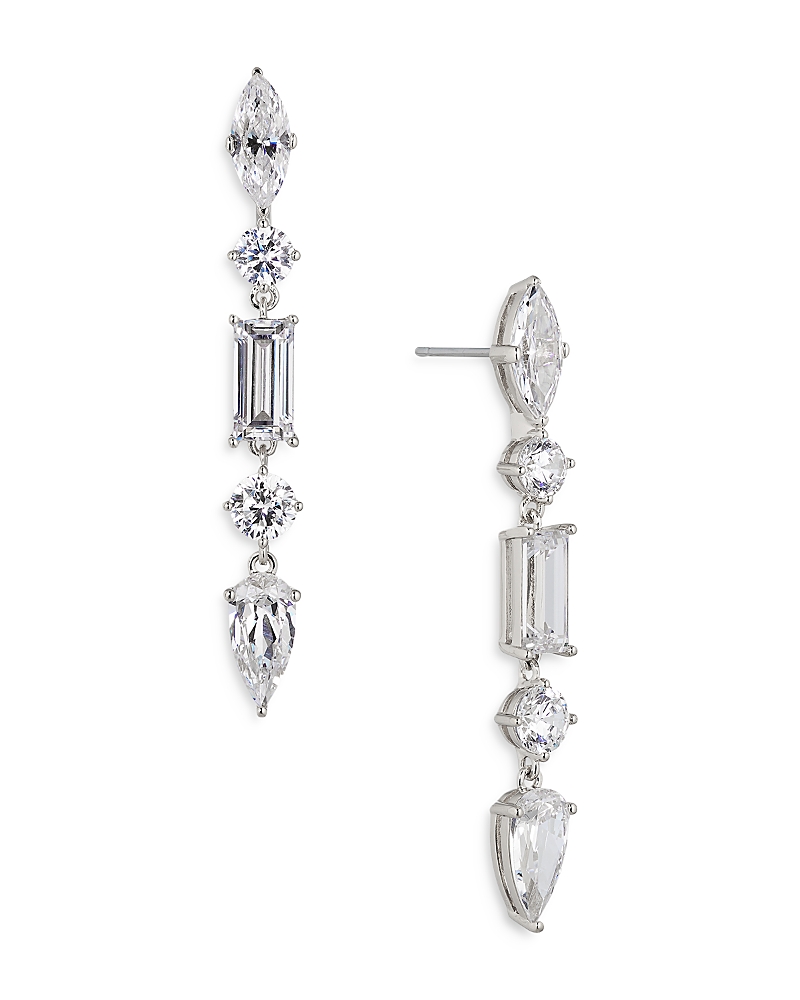 Nadri Invitation Only Cubic Zirconia Linear Drop Earrings In Silver