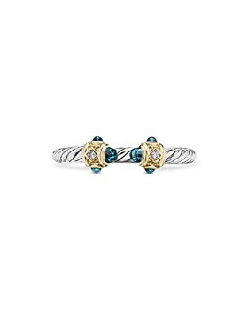 David Yurman - Renaissance Ring in Sterling Silver with Hampton Blue Topaz, 14K Yellow Gold & Diamonds