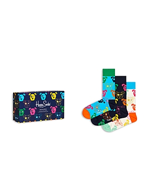Shop Happy Socks Dog Cotton Blend Crew Socks Gift Box, Pack Of 3 In Light Blue