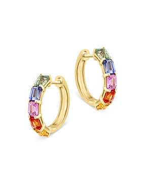 Bloomingdale's Multi Gemstone Huggie Hoop Earrings in 14K Yellow Gold-100% Exclusive