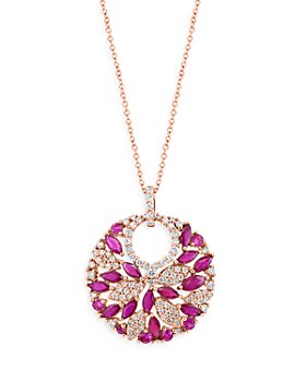 Bloomingdale's - Ruby & Diamond Circle Pendant Necklace in 14K Rose Gold, 18" - 100% Exclusive